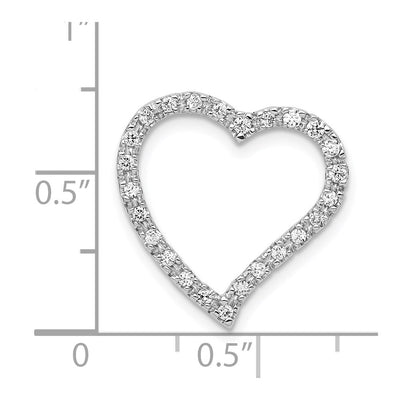 14K White Gold 1/. Diamond Curved Heart Chain Slide