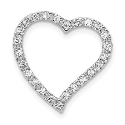 14K White Gold 1/. Diamond Curved Heart Chain Slide