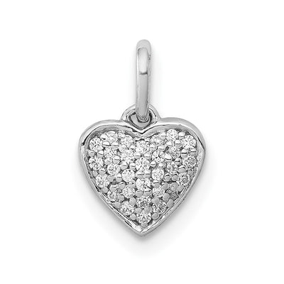 14K White Gold 1/. Diamond Heart Pendant