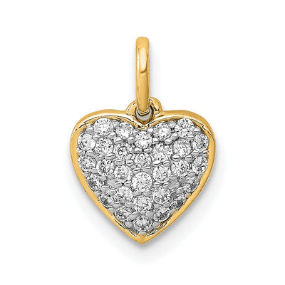 14K yellow gold diamond heart pendant