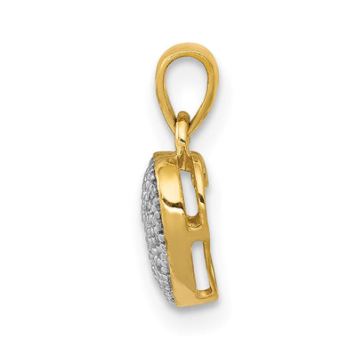 14K w/ White Rhodium Diamond Heart Pendant