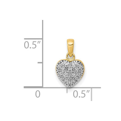 14K w/ White Rhodium Diamond Heart Pendant