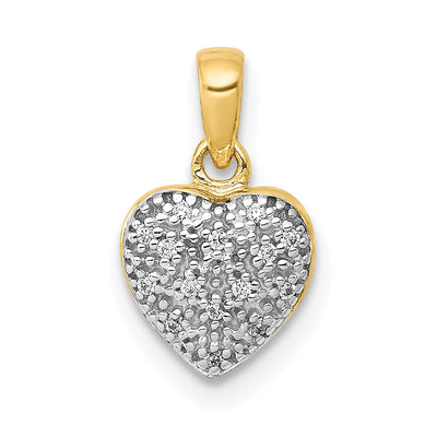 14K w/ White Rhodium Diamond Heart Pendant