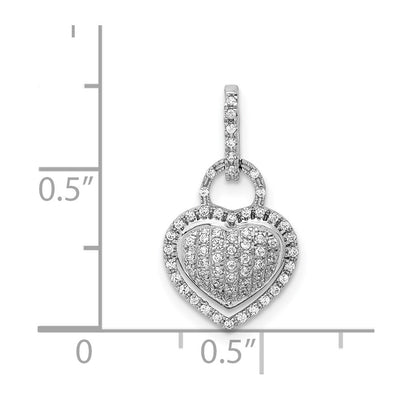 14K White Gold 1/. Diamond Fancy Heart Pendant