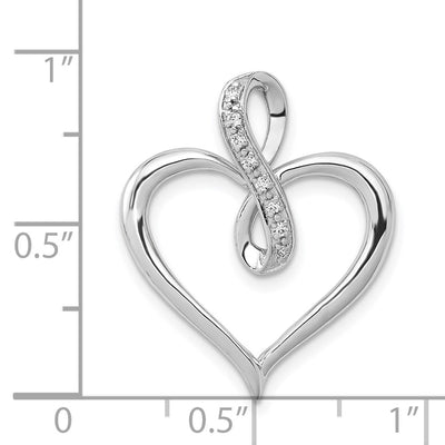 14K White Gold 1/. Diamond Heart and Infinity Pendant