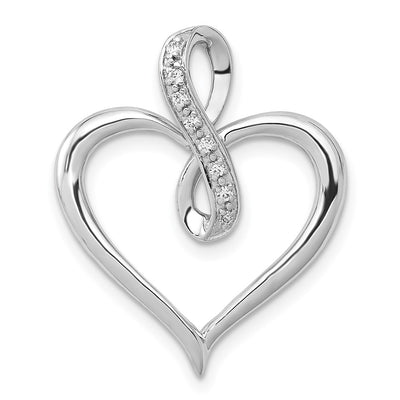 14K White Gold 1/. Diamond Heart and Infinity Pendant