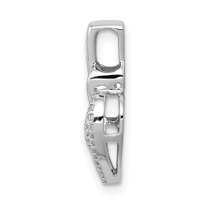 14K White Gold 1/. Diamond Fancy Double Heart Chain Slide