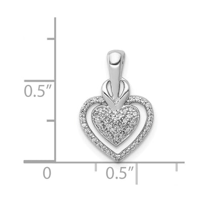 14K White Gold 1/. Diamond Fancy Double Heart Chain Slide