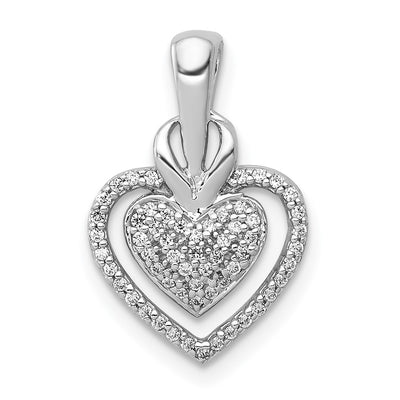 14K White Gold 1/. Diamond Fancy Double Heart Chain Slide
