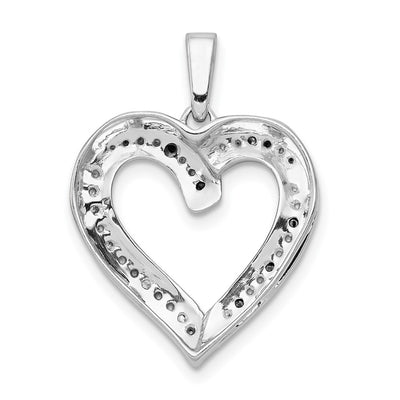 14K White Gold 1/. Blue and White Diamond Heart Pendant