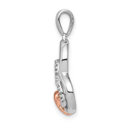 14K White and Rose Gold 1/. Diamond Entwined Hearts Pendant
