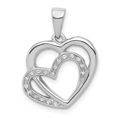 14K White Gold Diamond Entwined Hearts Pendant