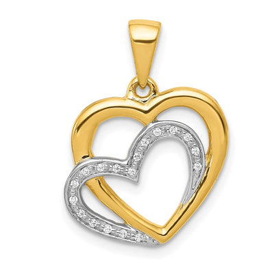 14K yellow gold diamond heart pendant