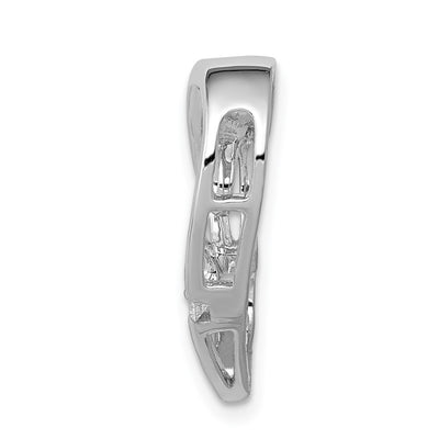 14K White Gold 1/. Diamond Double Hearts Chain Slide