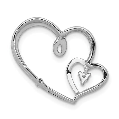 14K White Gold 1/. Diamond Double Hearts Chain Slide