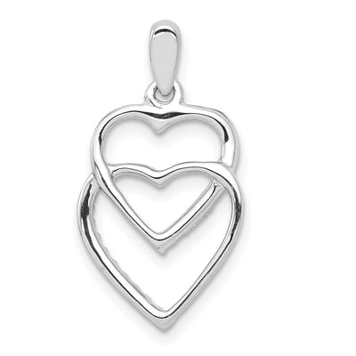 14K White Gold Diamond 1/. Entwined Hearts Pendant