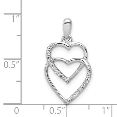 14K White Gold Diamond 1/. Entwined Hearts Pendant