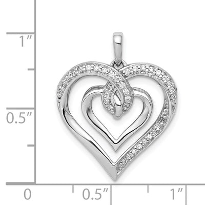 14K White Gold 1/. Diamond Entwined Heart Pendant