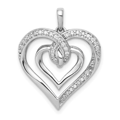 14K White Gold 1/. Diamond Entwined Heart Pendant