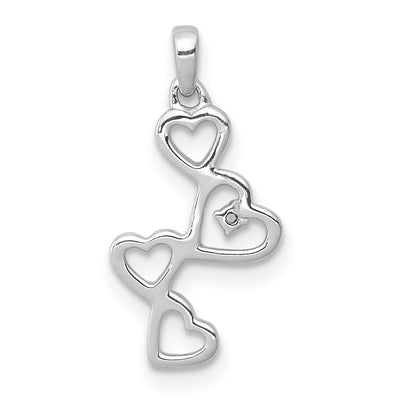14K White Gold .. Diamond Four Hearts Pendant
