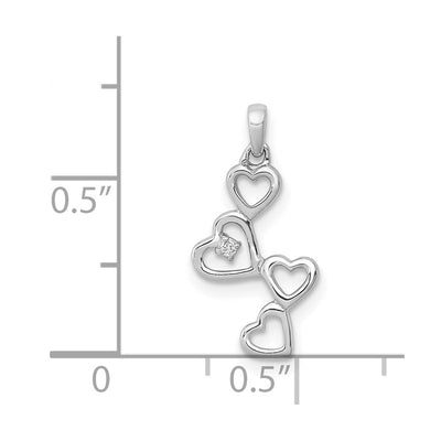 14K White Gold .. Diamond Four Hearts Pendant