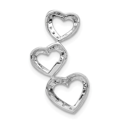 14K White Gold 1/. Diamond Triple Heart Chain Slide
