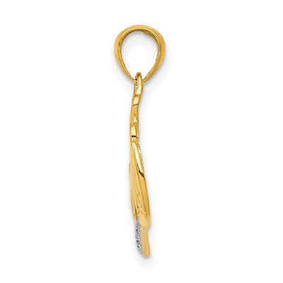 14K .02 Diamond MOMMY Double Heart pendant