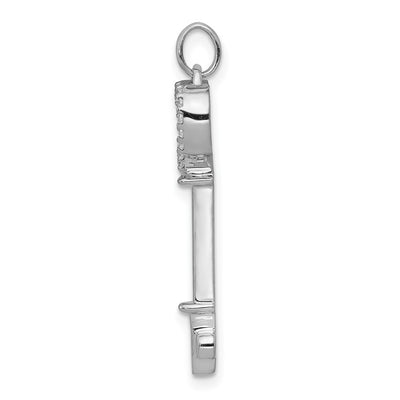 14K White Gold Diamond Heart Key Pendant