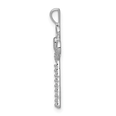 14K White Gold Diamond Club Key Pendant