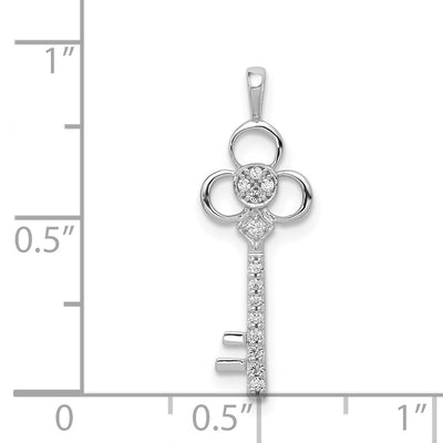 14K White Gold Diamond Club Key Pendant
