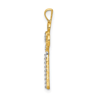 14K Diamond Club Key Pendant
