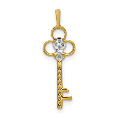 14K Diamond Club Key Pendant