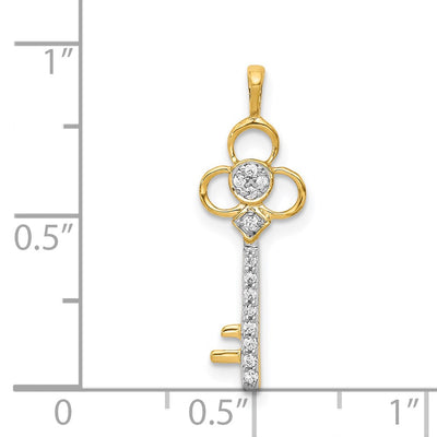 14K Diamond Club Key Pendant