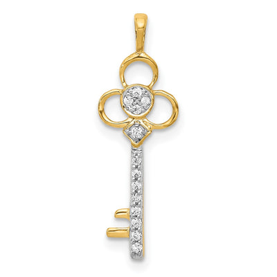 14K gold diamond key pendant