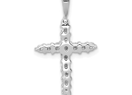 14k White Gold AA 1/. Diamond Cross Pendant, 25 x 14.5mm