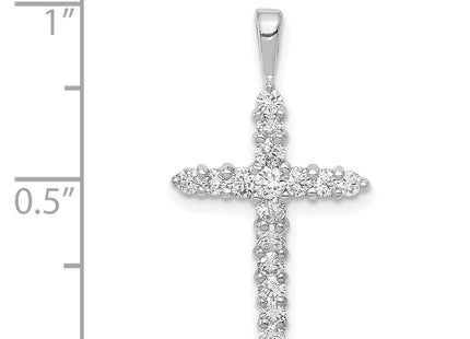 14K white gold diamond cross pendant, another view