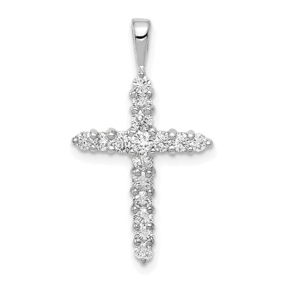 14K white gold diamond cross pendant
