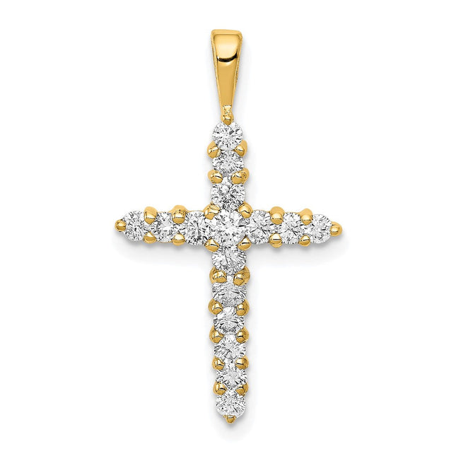 14k AA Diamond Cross Pendant, 25 x 14.5mm