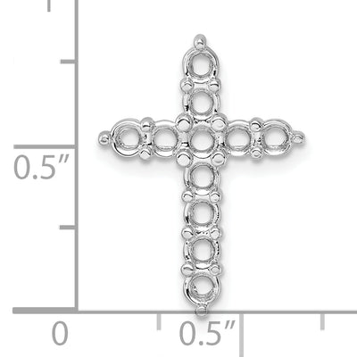14K White Gold Diamond Cross Chain Slide Mounting, 24.5 x 17.6mm