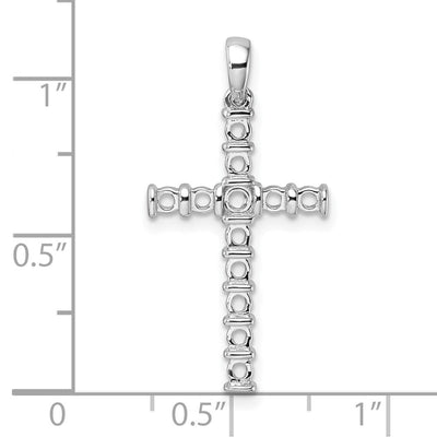 14K White Gold Latin Cross Pendant Mounting, 33.6 x 17mm