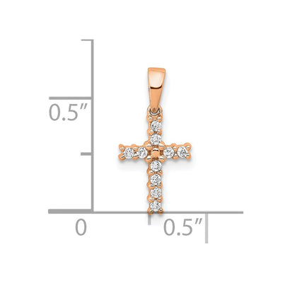 14K Rose Gold Diamond Latin Cross Pendant