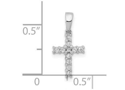 14K white gold diamond cross pendant, another view