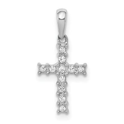 14K white gold diamond cross pendant