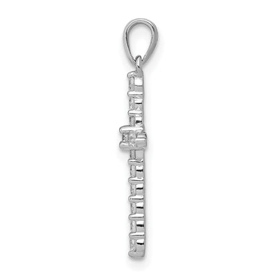 14K White Gold Polished 1/. Diamond Cross Pendant, 24 x 13mm