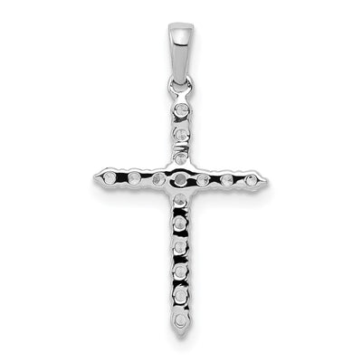 14K White Gold Polished 1/. Diamond Cross Pendant, 24 x 13mm