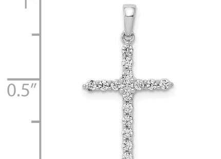 14K white gold diamond cross pendant, further view