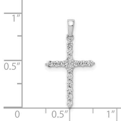 14K White Gold Polished 1/. Diamond Cross Pendant, 24 x 13mm
