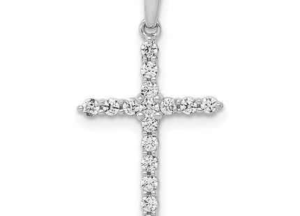 14K white gold diamond cross pendant