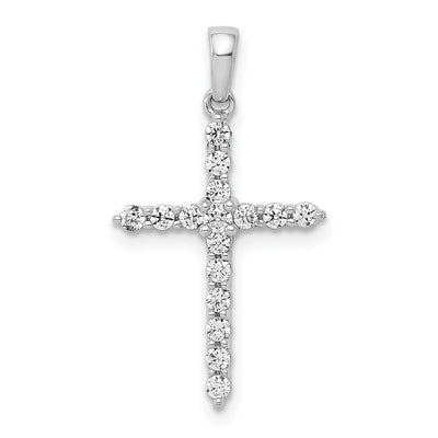 14K white gold diamond cross pendant
