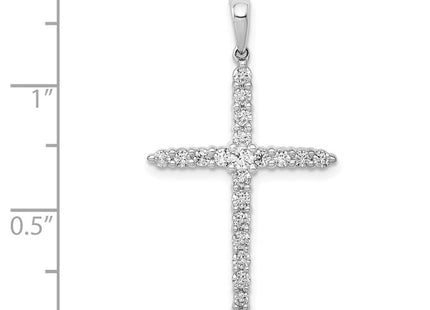 14k White Gold Polished 1/. Diamond Cross Pendant (Style PM4960-050-WA)